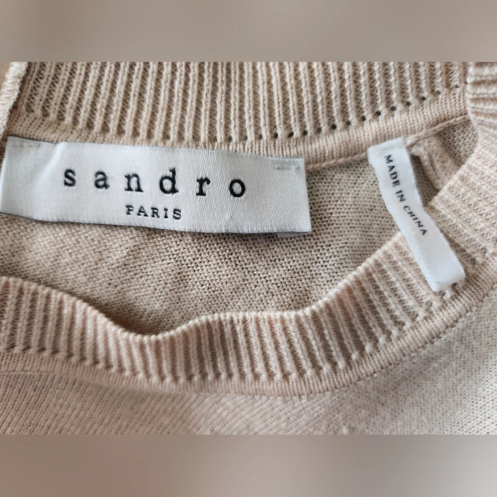 Sandro Silk/Cotton/Cashemere Cream Sweater Cutout Back Design - Picture 11 of 16